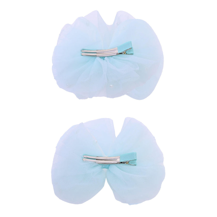 Tulle Bow Pearl Accented Hairclip Set