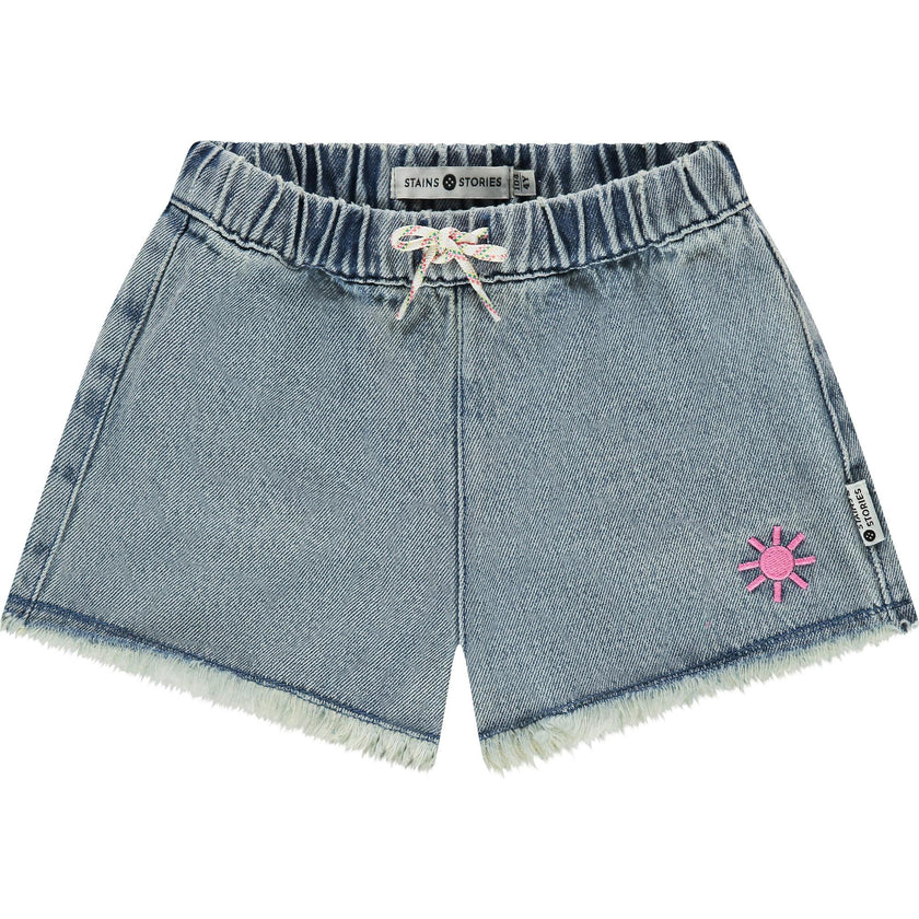 Pull On Frayed Denim Shorts