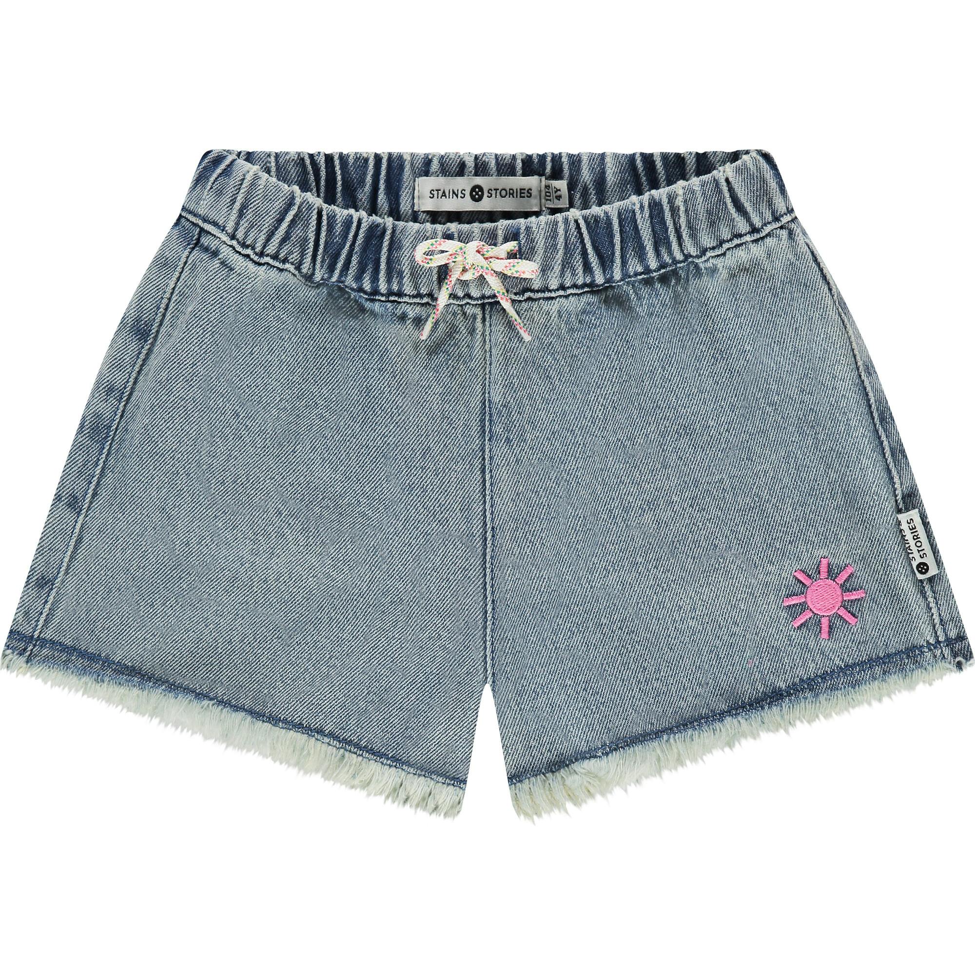 Pull On Frayed Denim Shorts