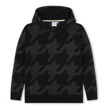 Black Houndstooth Print Sweatshirt