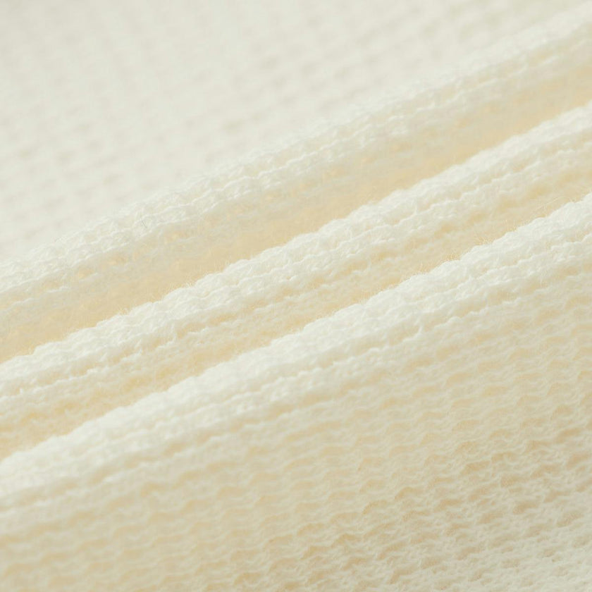 Cream Waffle Zipper Pajama