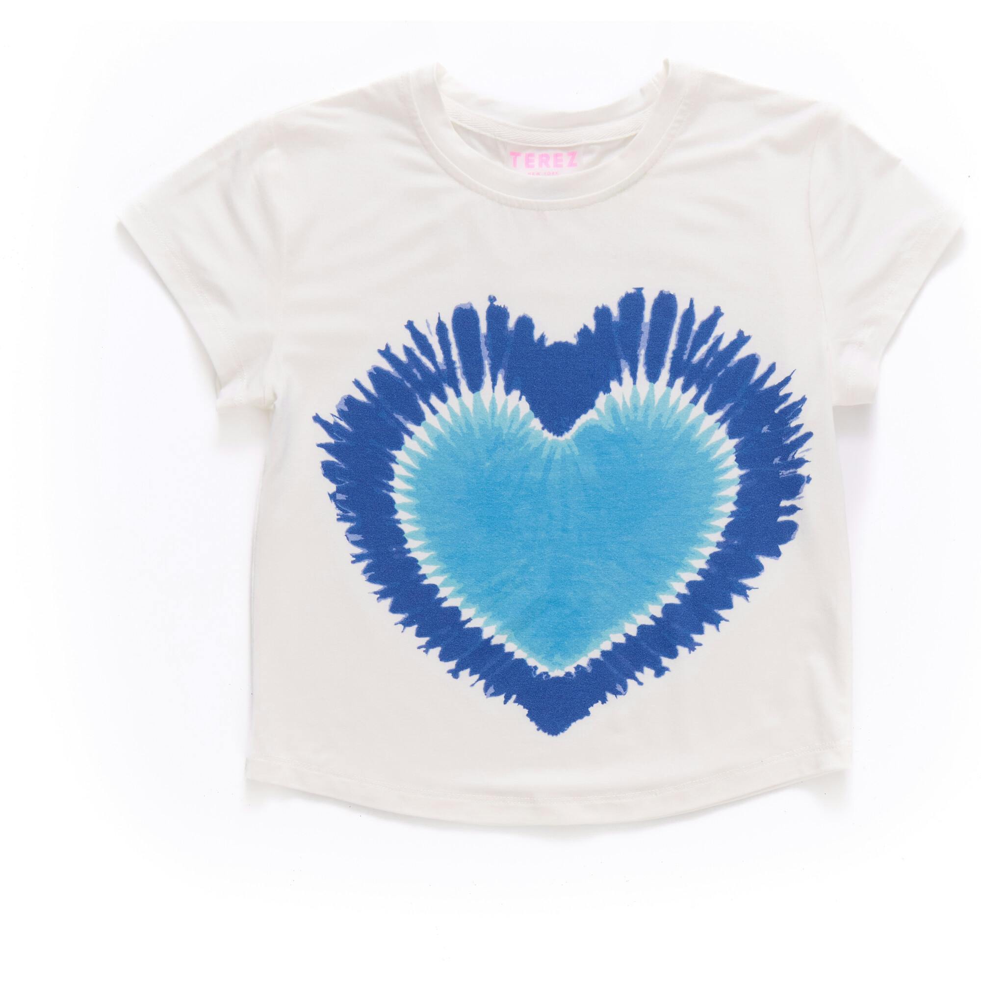 Girls Baby Tee with Blue Tie Dye Heart