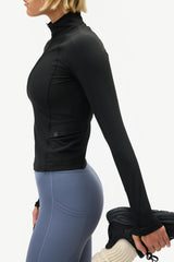Julie Quarter Zip Top, Black