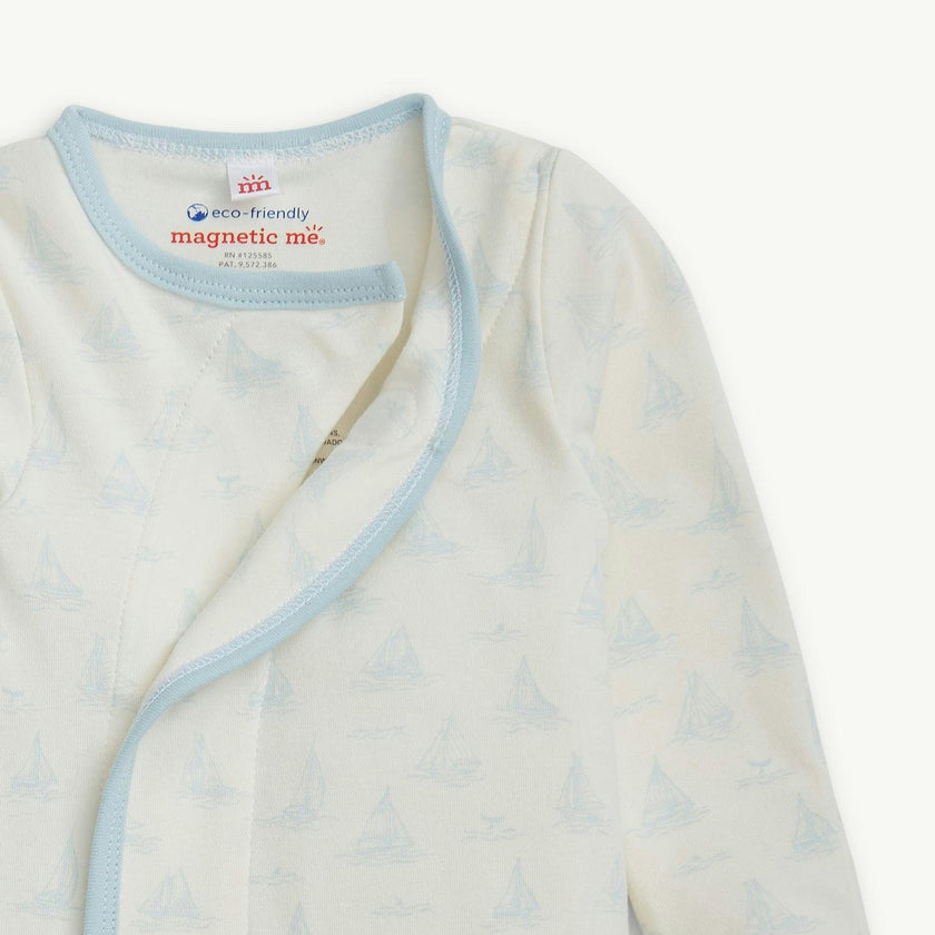 Tiny Tides Bl Org Cot Magnetic Gown + Hat Set