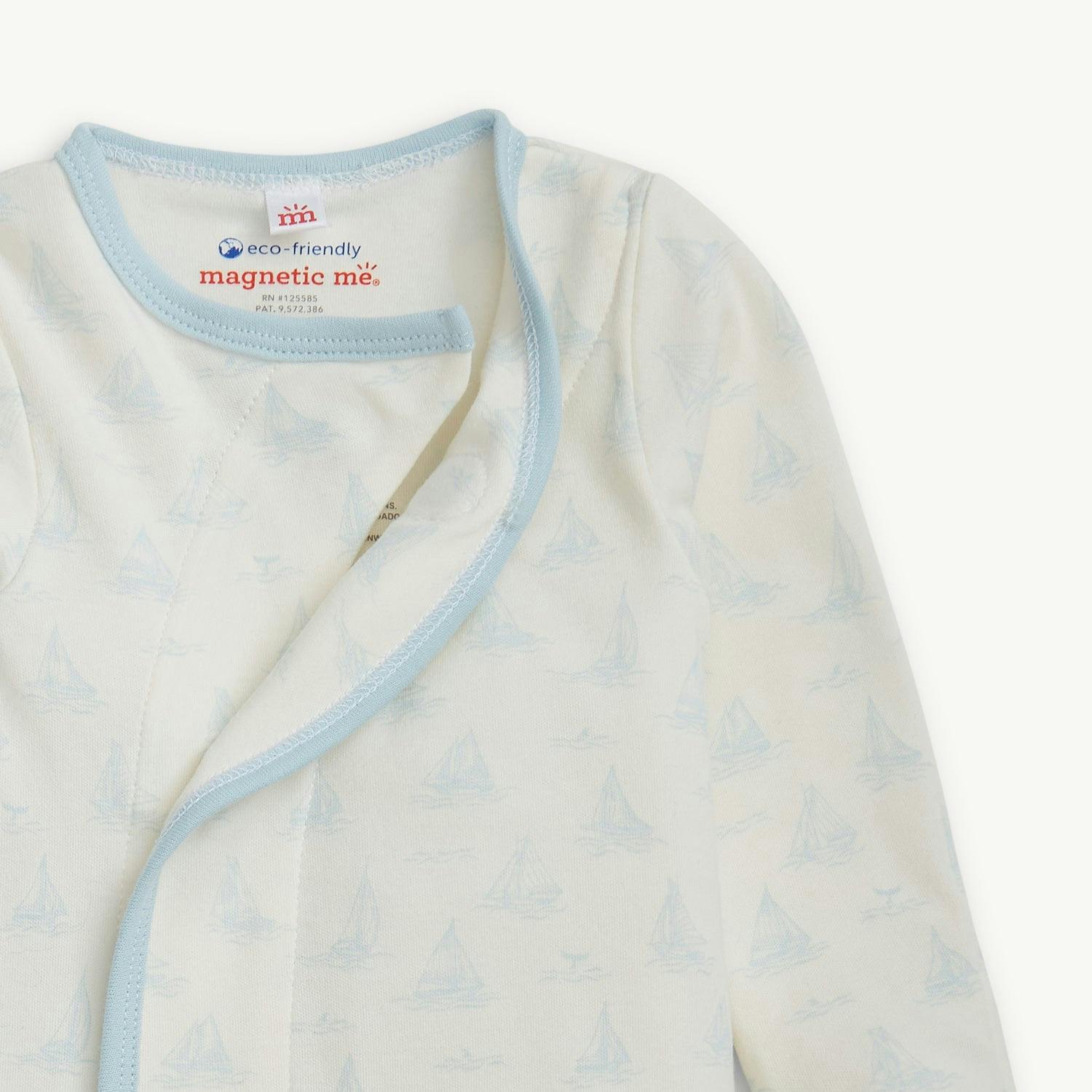 Tiny Tides Bl Org Cot Magnetic Gown + Hat Set