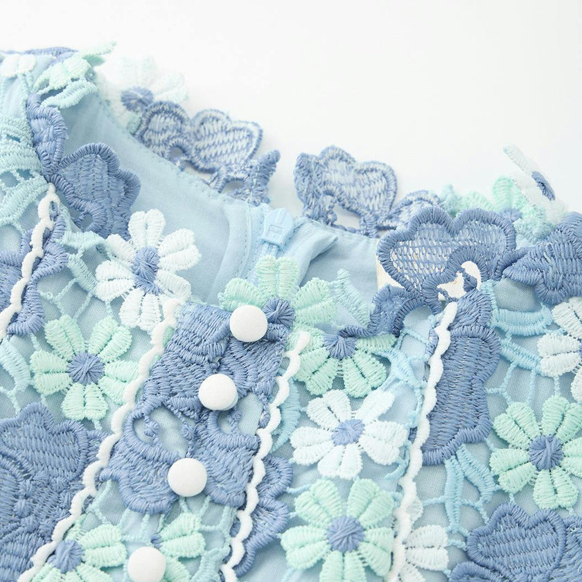 Jade Embroidered Mini Dress