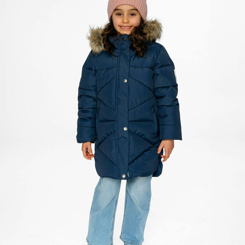 Long Winter Puffer Coat Dark Blue