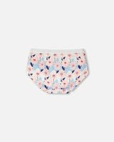 Organic Cotton Boyshort Panty Blue Smiling Flower Print
