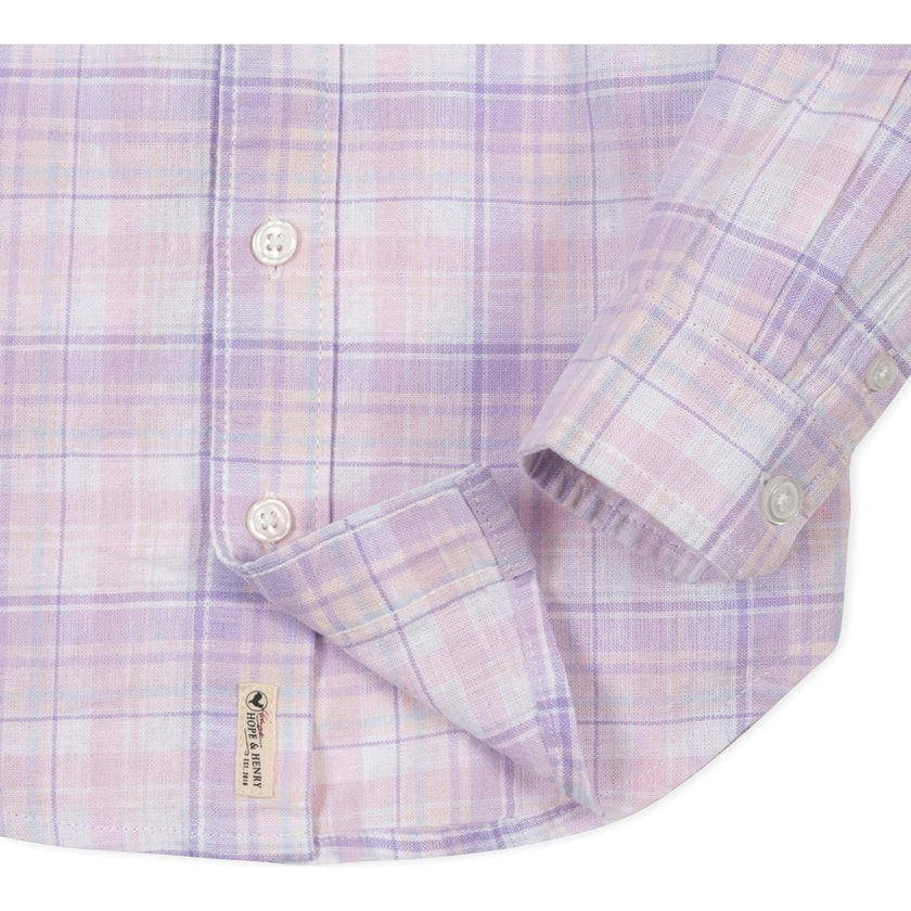 Linen Long Sleeve Button Down Shirt, Purple