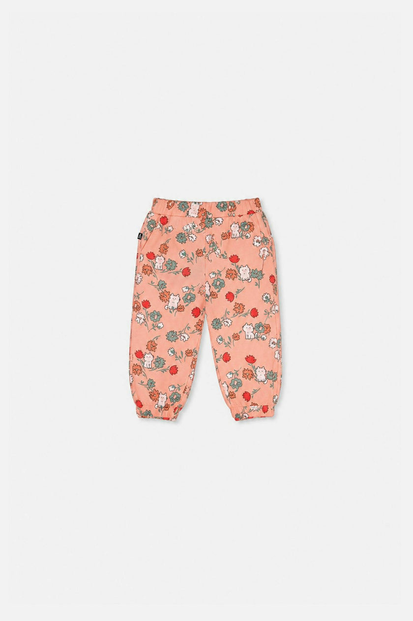 Baby French Terry Sweatpants Pink Cat Print
