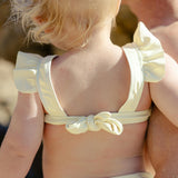 girls buttercream stripe ruffle tie back bikini