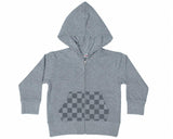 Kids French Terry Zip Hoodie - Heather Smile Check