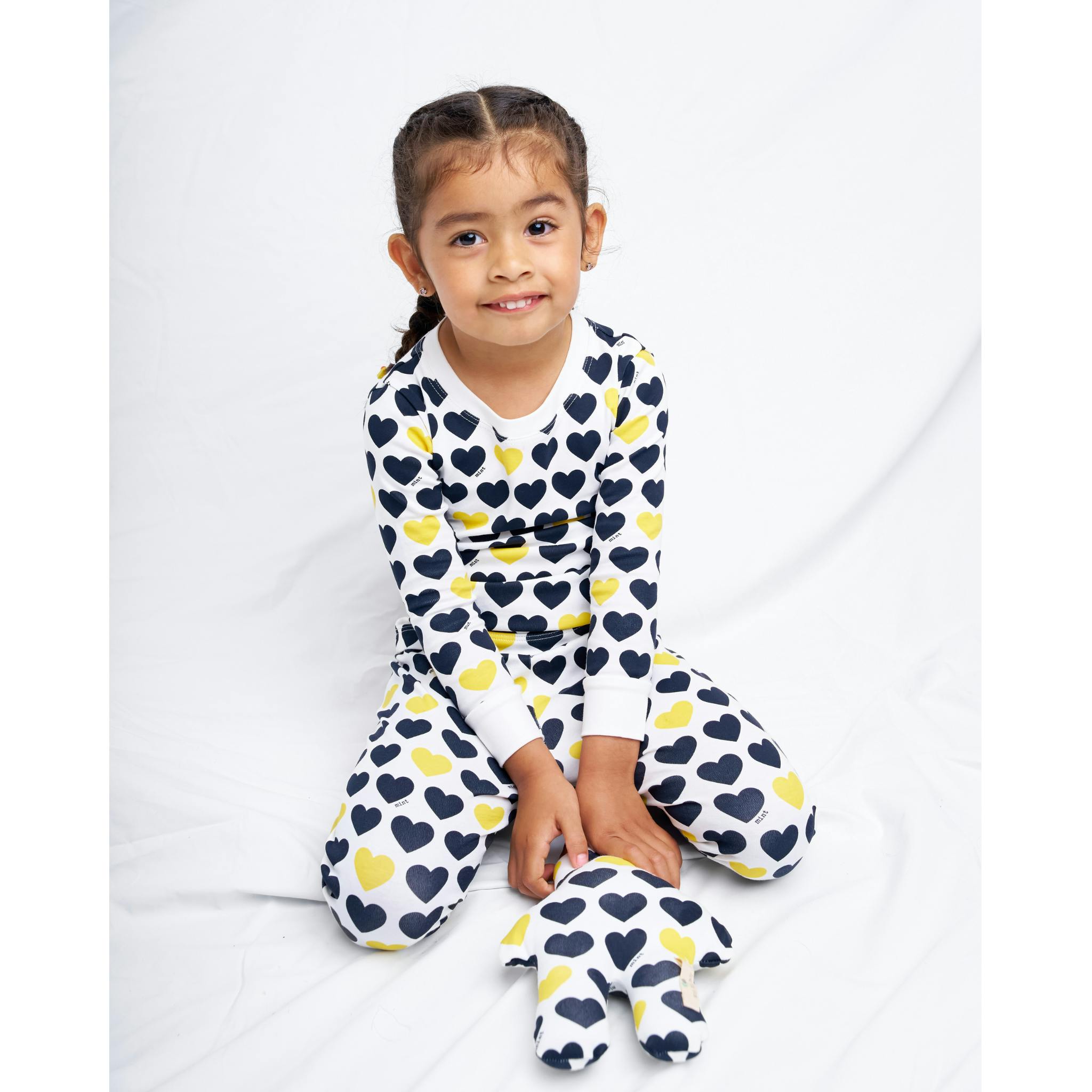 Black & Yellow Hearts Two piece Kids Pajama