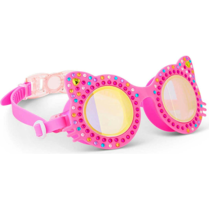 Dark Pink Rhinestone Frame Swim Goggle