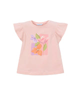 Pink T-Shirt With Ruffled Sleeves