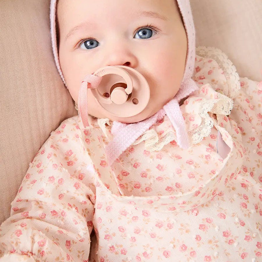 Martha Floral Ruffle Collar Lace Trim Long Sleeve Blouse in Pink (1mth-12mths)