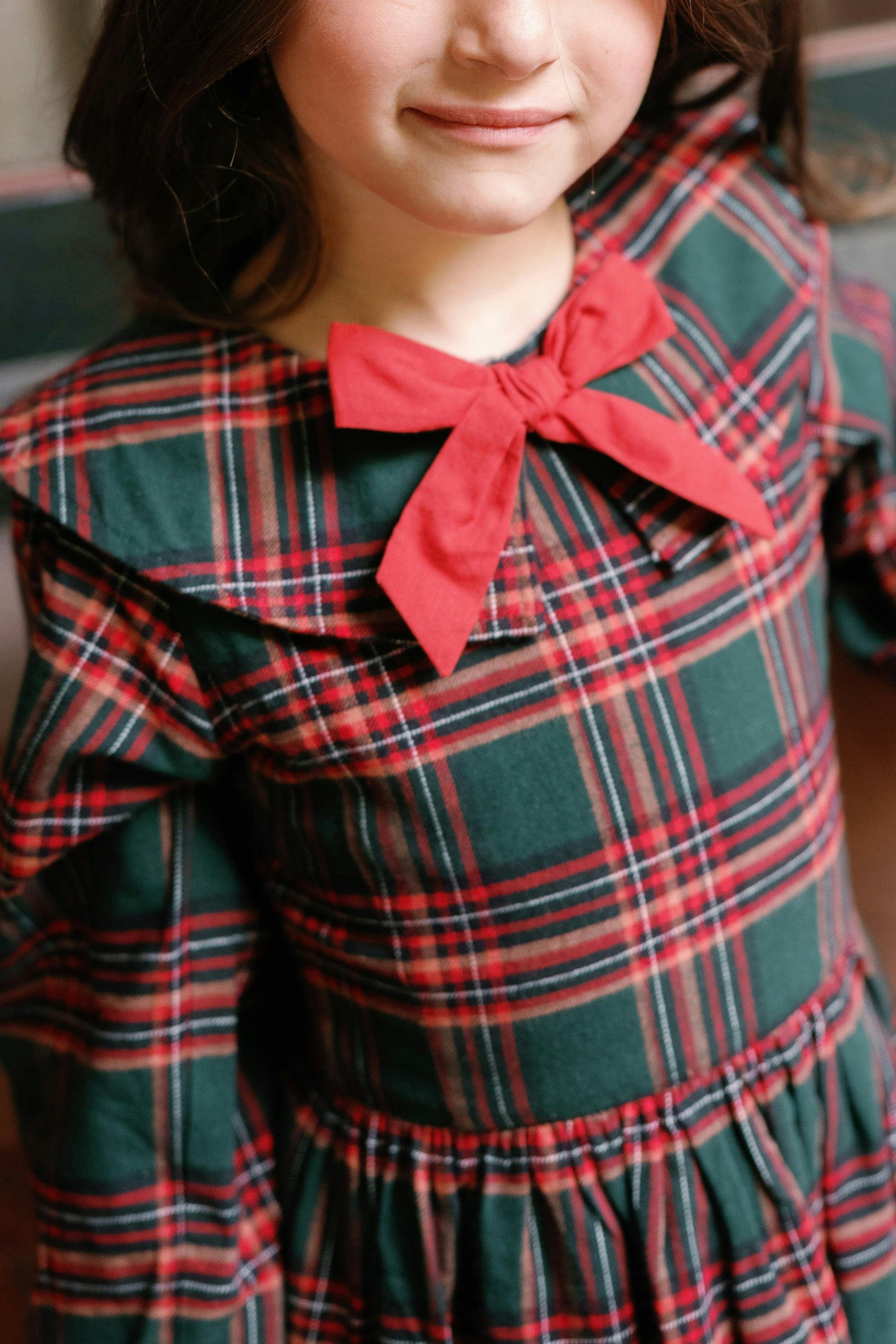 Mini Maisy Long Sleeve Dress in Evergreen Plaid