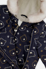Baby Two Piece Snowsuit Blue Printed Teddy Bears