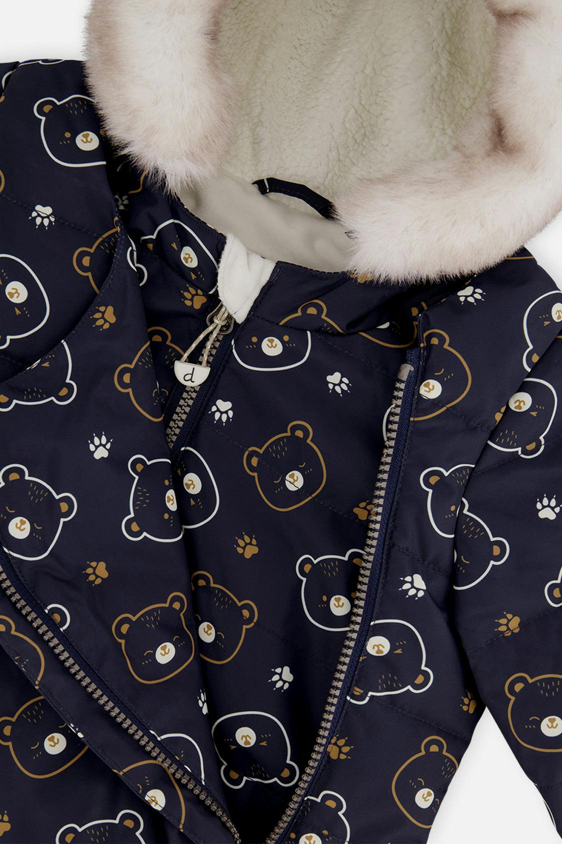 Baby Two Piece Snowsuit Blue Printed Teddy Bears