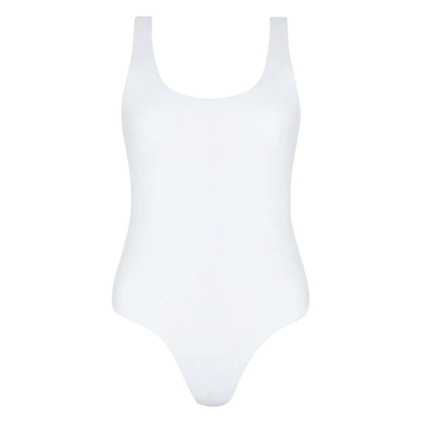 women's shell white terry scoop neck one piece