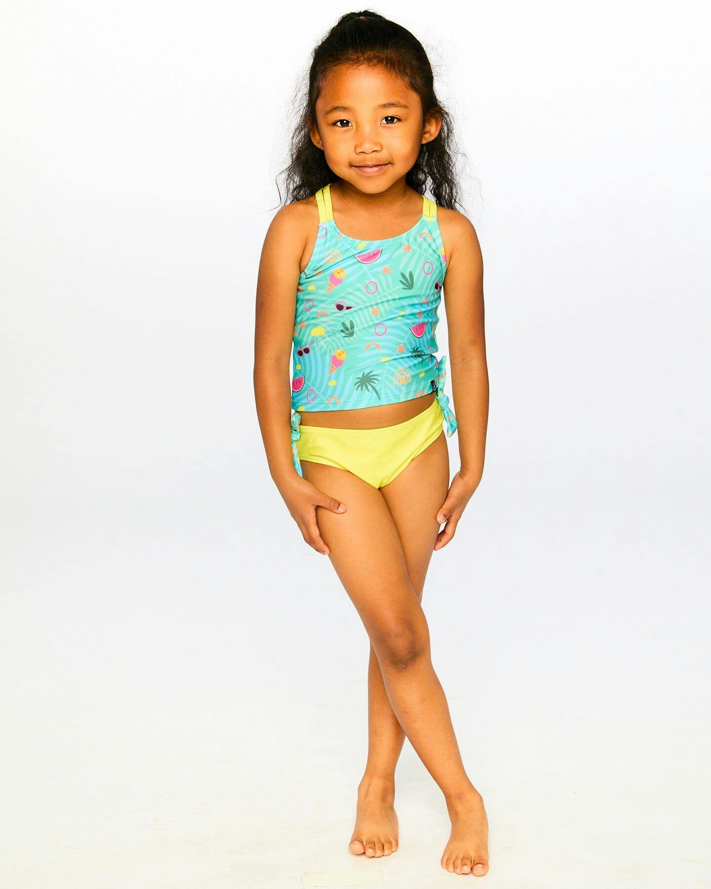 Two-Piece Swimsuit Green Beach Print