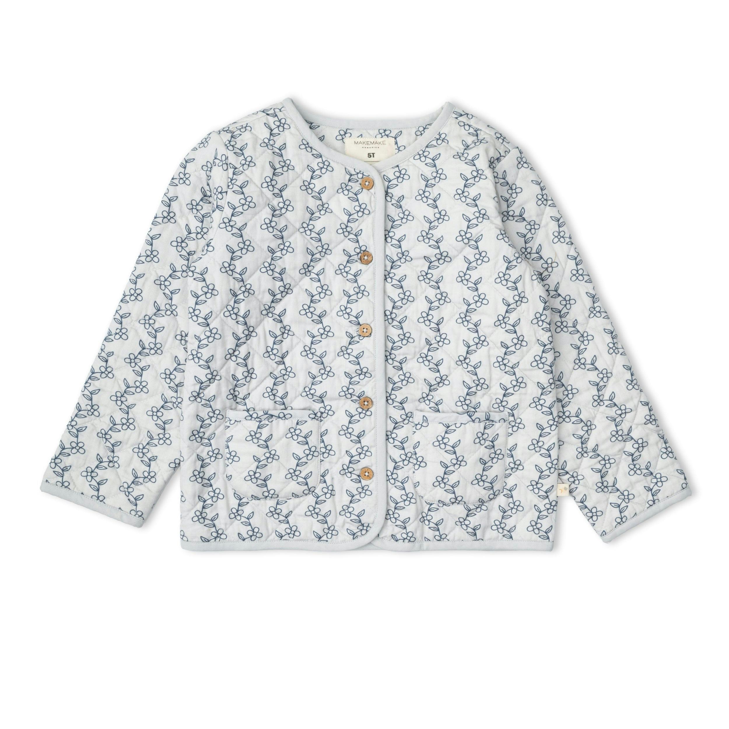 Organic Quilted Buttoned Jacket - Bluebell Vine