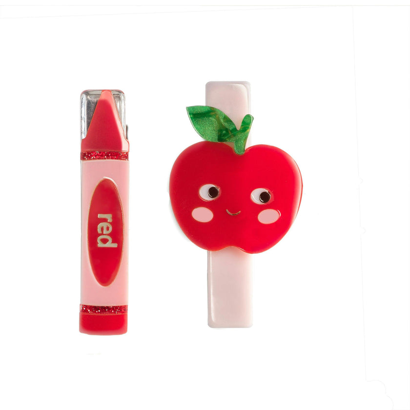Apple Crayon Red Hair Clips -BTS