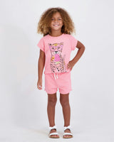 Girls French Terry Top & Short | Glitter Cheetah