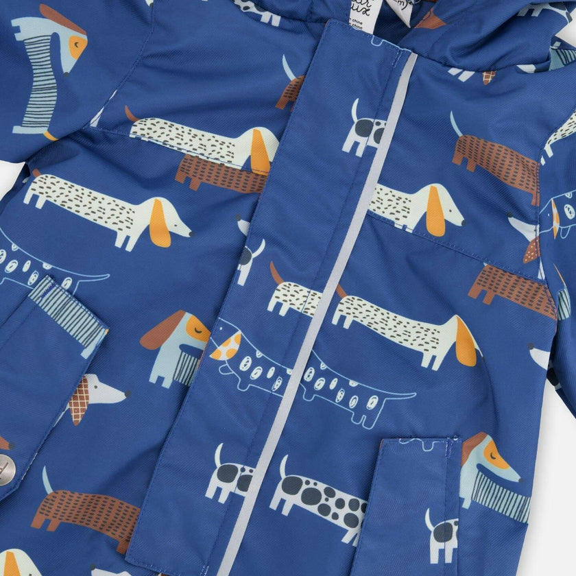 Baby Mid-Season One-Piece Outerwear With Hat Blue Print