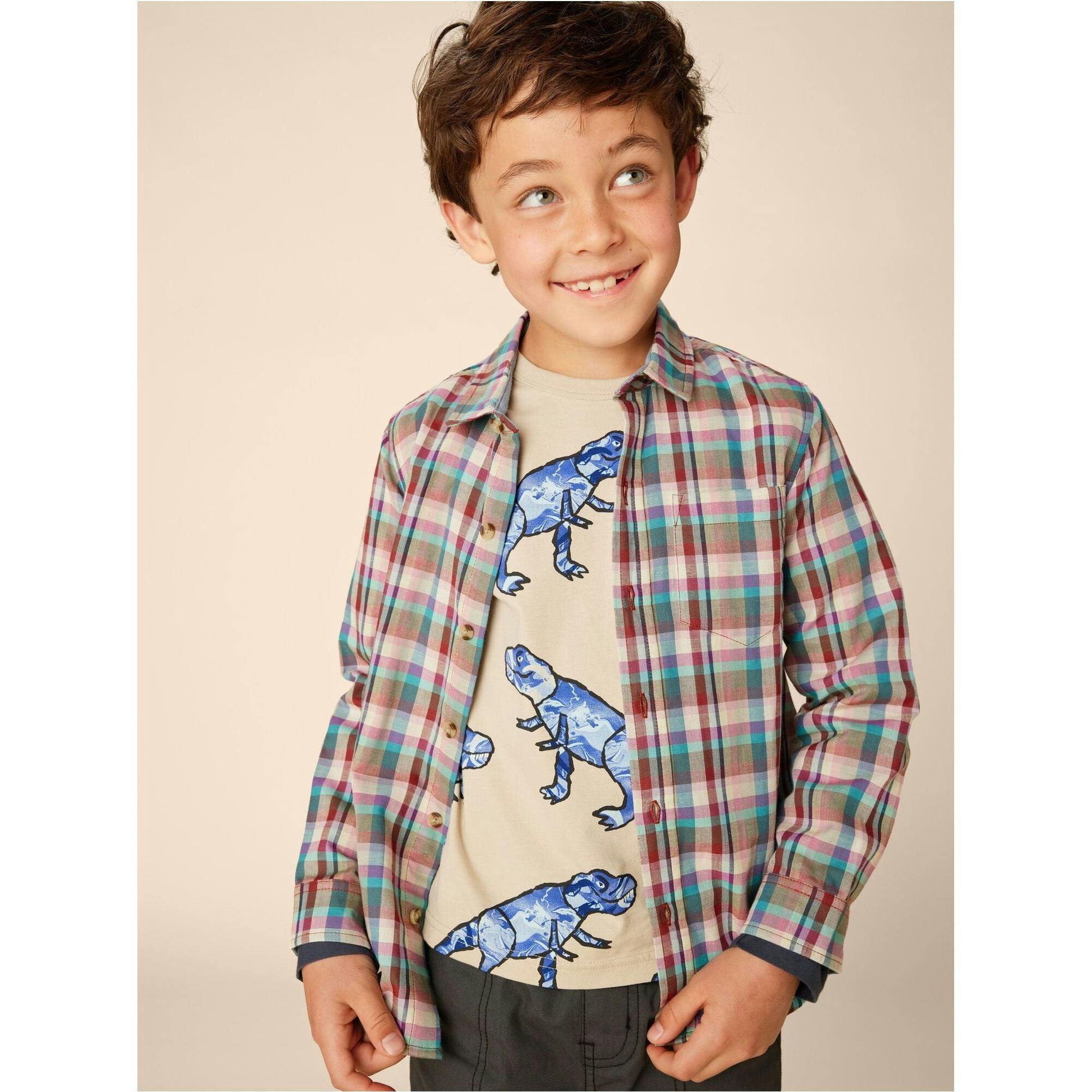 Original Print Crew Neck Layered Long Sleeve T-Shirt, Multi