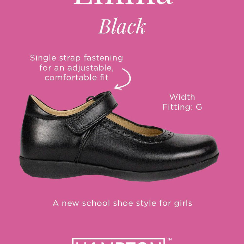 Hampton Classics Emma Wide Fit School Shoes in Black