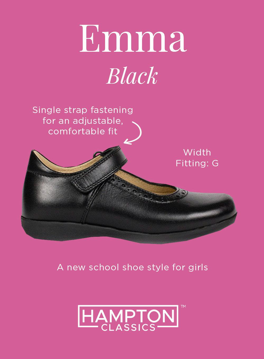 Hampton Classics Emma Wide Fit School Shoes in Black