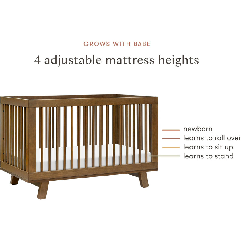 Hudson 3-in-1 Convertible Crib with Toddler Bed Conversion Kit in Natural Walnut