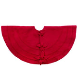 Red Poinsettia Buttons Christmas Tree Skirt Hand Felted Wool - 60"
