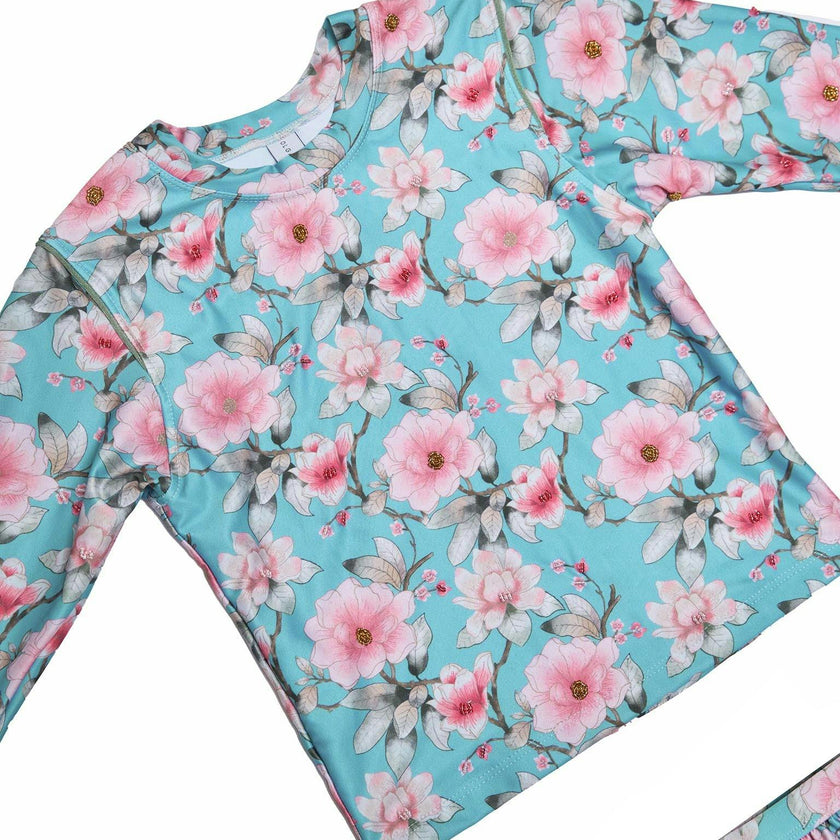 Girls 2-Piece Rashie Set – Long Sleeve & Frill Bottoms (Meadowlight)