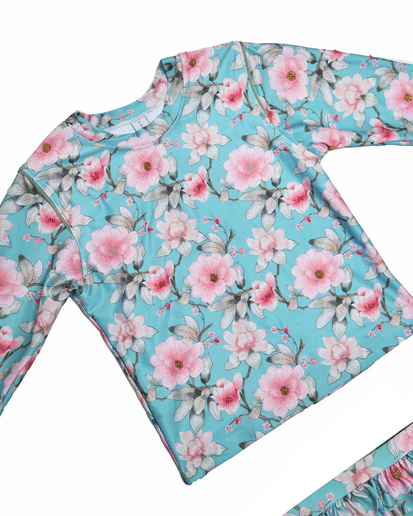 Girls 2-Piece Rashie Set – Long Sleeve & Frill Bottoms (Meadowlight)