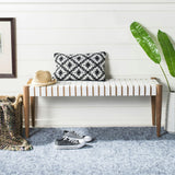 Amalia Leather Weave Bench