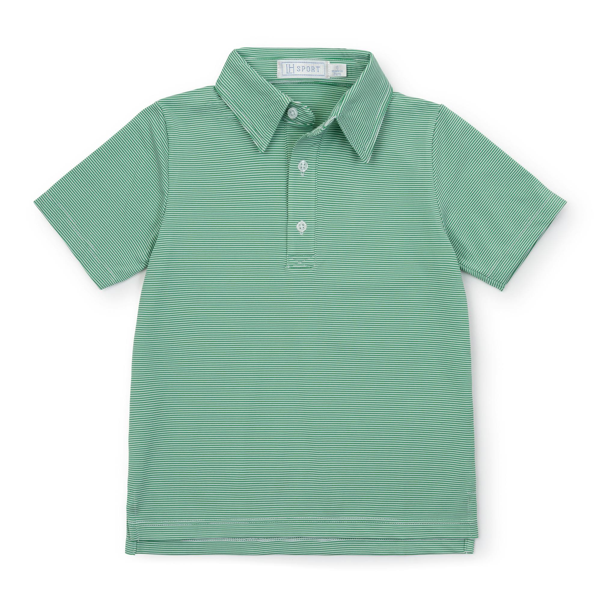 Will Boys' Performance Polo by LH Sport Green Stripes