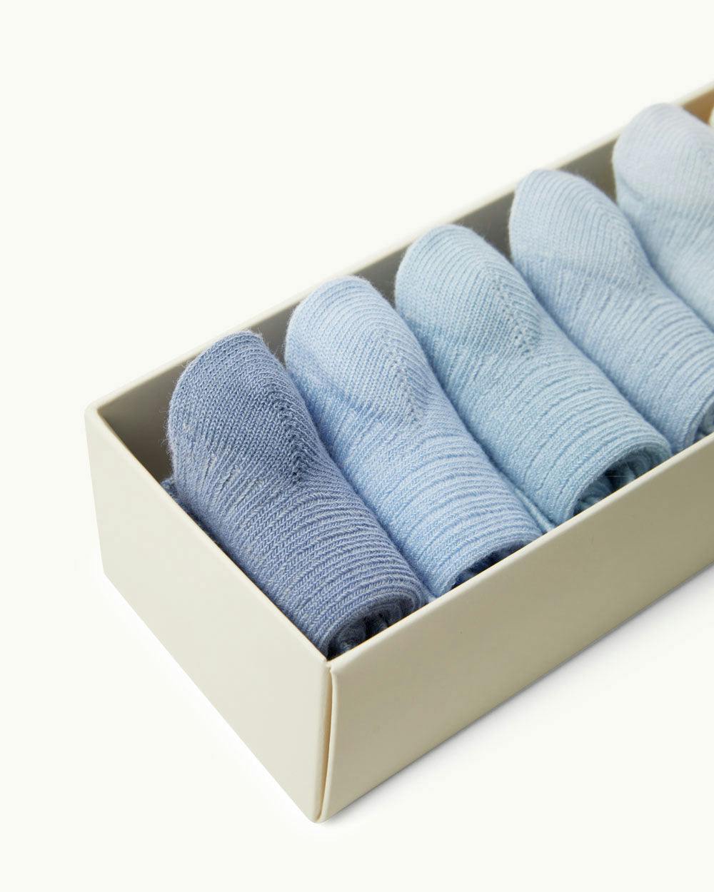 Bijou Set Of 7 Socks - Blue