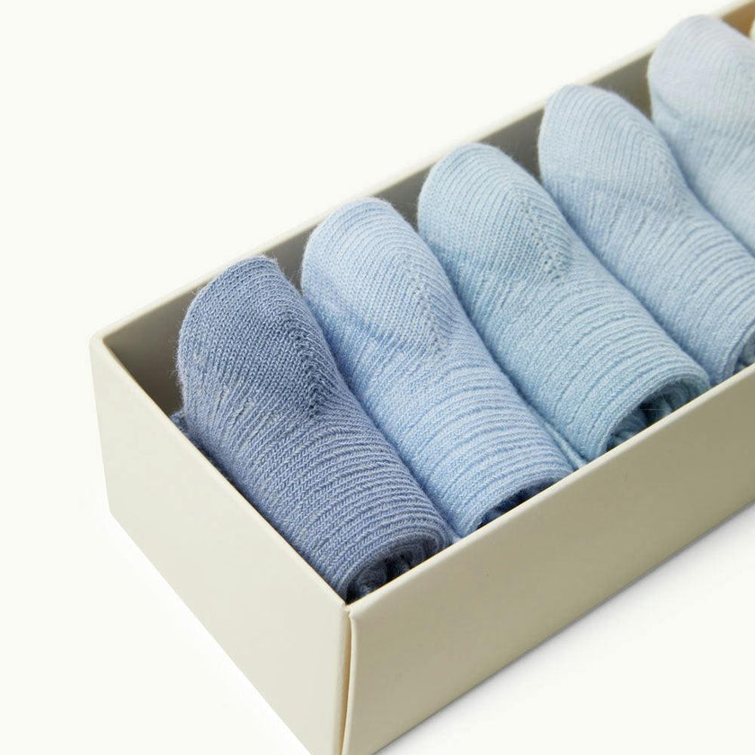 Bijou Set Of 7 Socks - Blue