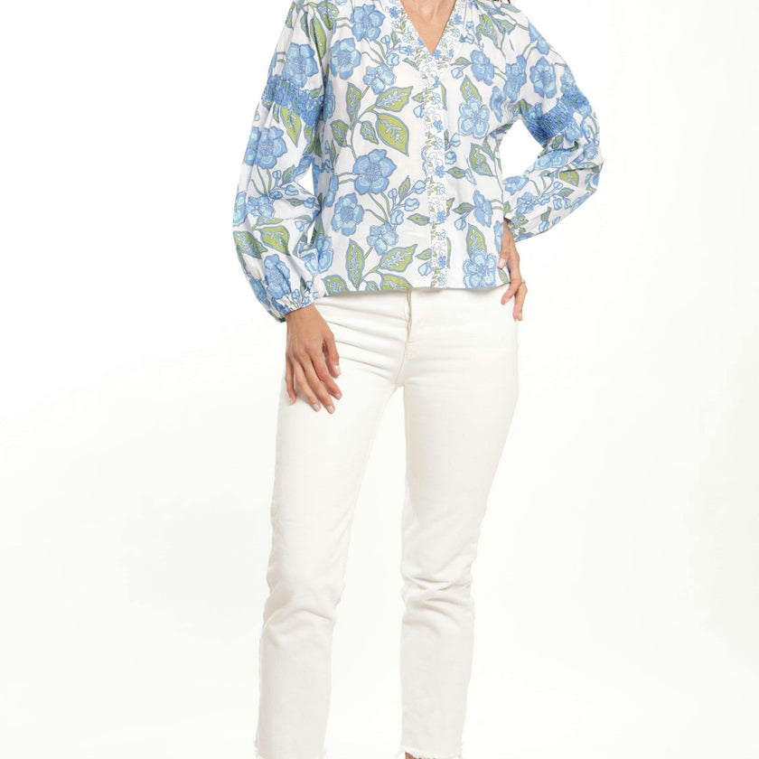 Carlie Blouse - Fleur Bleu