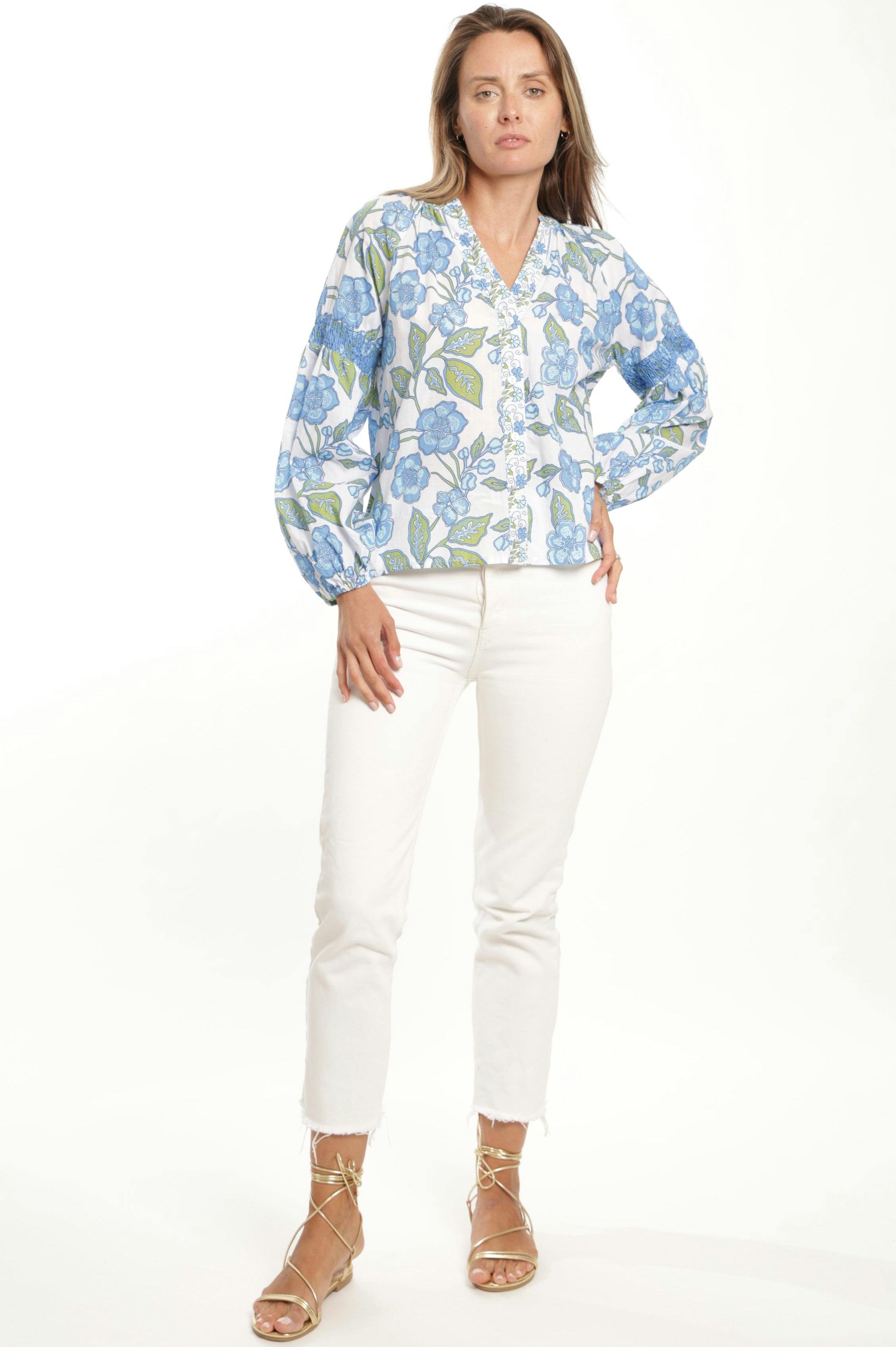 Carlie Blouse - Fleur Bleu