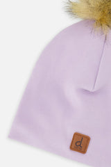 Jersey Hat With Pompom Lavender