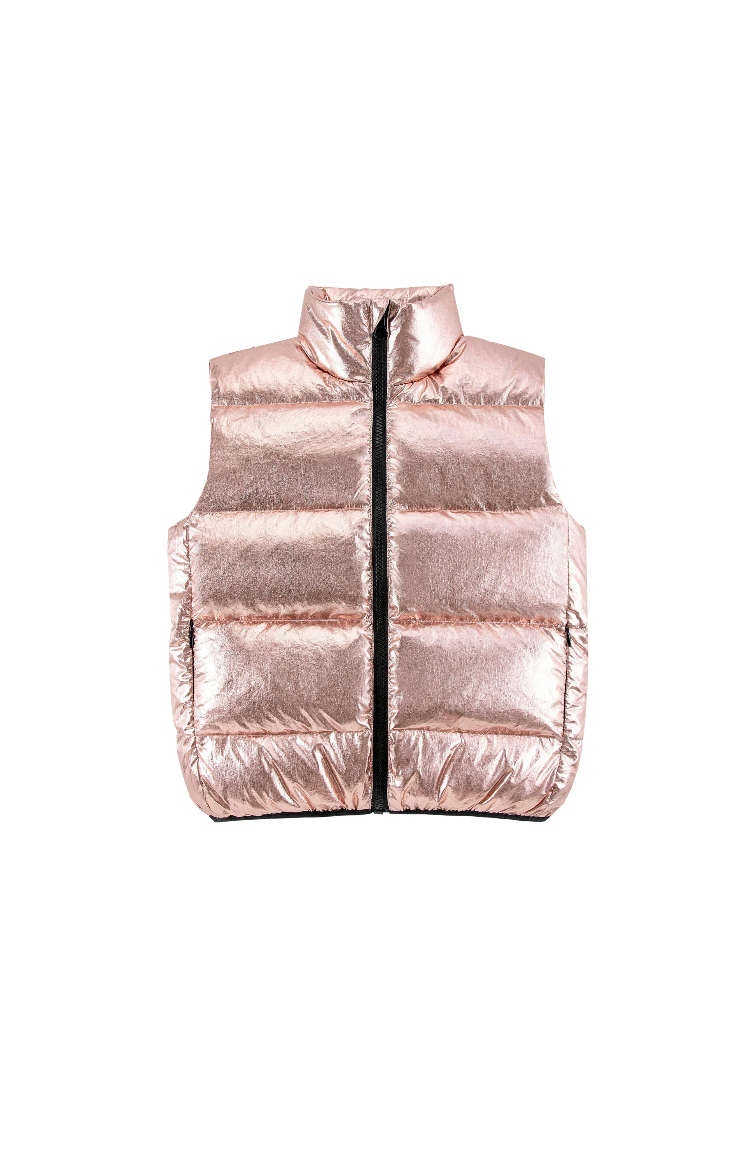 Fiona Metallic Puffer Vest, Pink