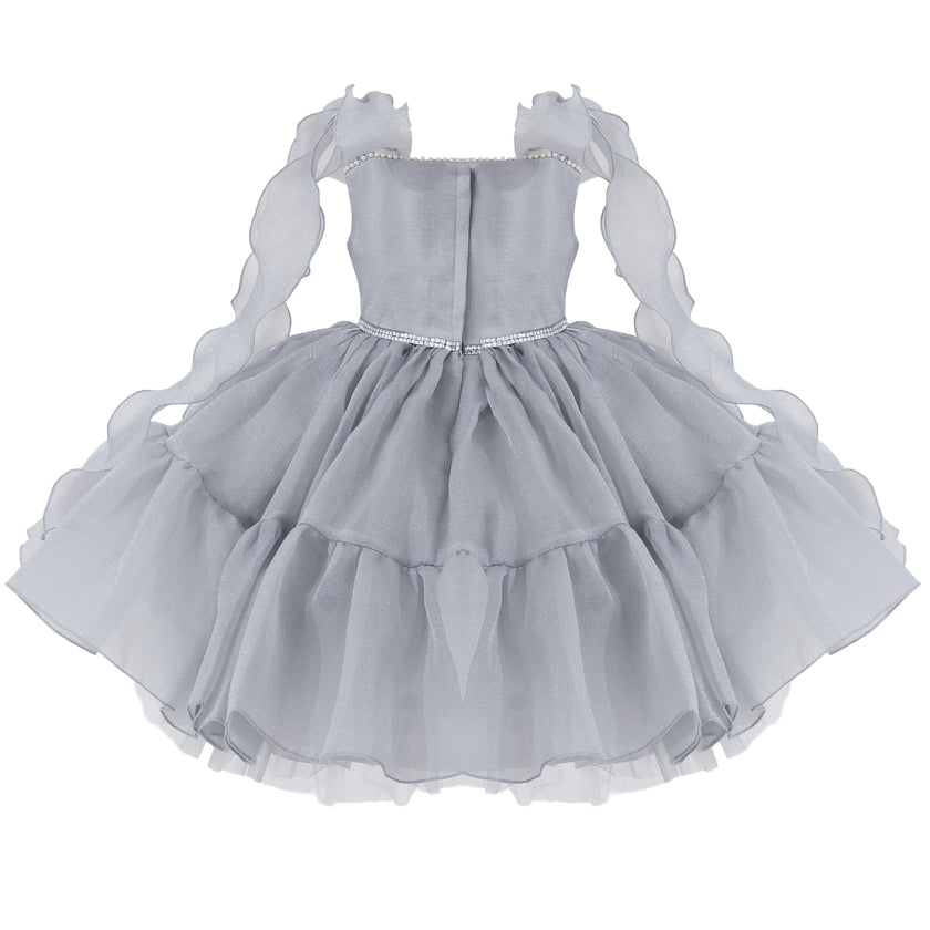 Light Aureline Gray Ruffled Party Dress