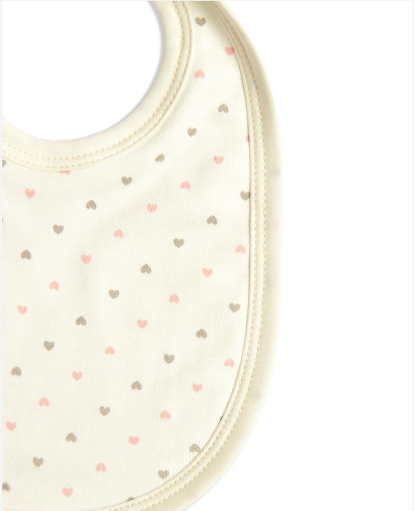 Pima Cotton Baby Bib - Heart Print