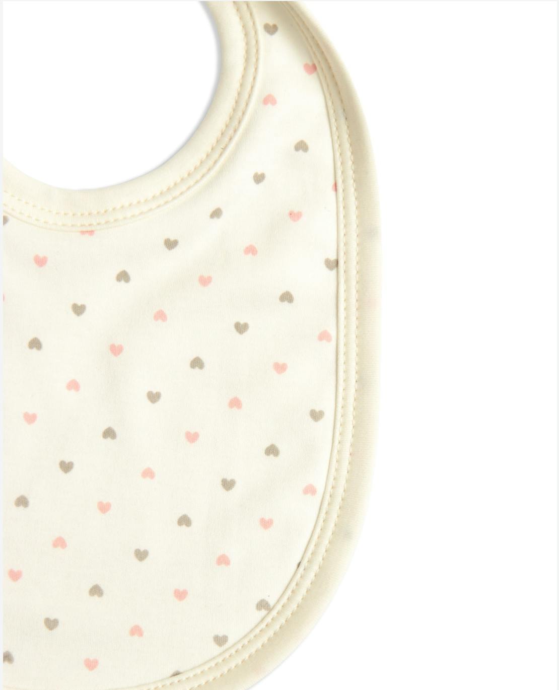 Pima Cotton Baby Bib - Heart Print