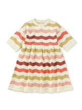 Pointelle Sweater Dress, Wavy Stripe
