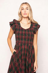 Hattie Dress in Evergreen Plaid