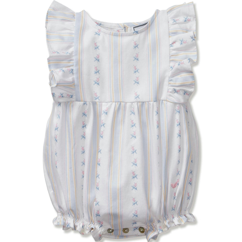Baby's Twill Ruffled Romper in Cottage Stripe